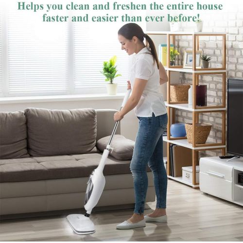  Secura Steam Mop 10-in-1 Convenient Detachable Steam Cleaner, White Multifunctional Cleaning Machine Floor Steamer with 3 Microfiber Mop Pads