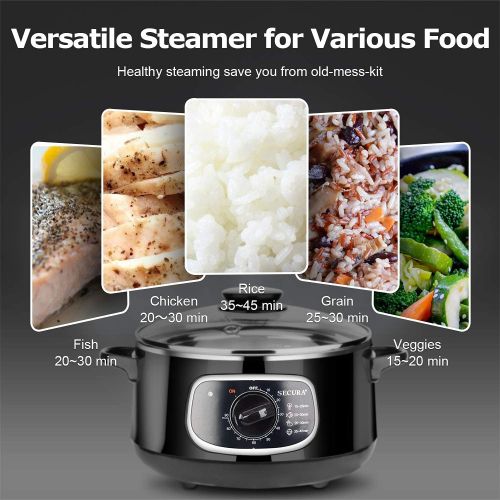  Secura 2 Stainless Steel Food Steamer 8.5 Qt Electric Glass Lid Vegetable Steamer Double Tiered Stackable Baskets with Timer