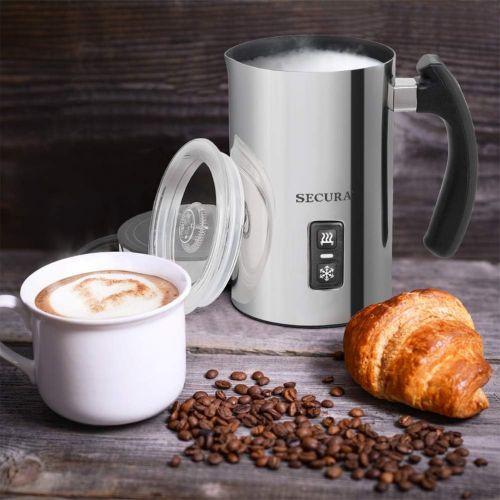  Secura Electric Milk Frother, Automatic Milk Steamer Warm or Cold Foam Maker for Coffee, Cappuccino, Latte, Stainless Steel Milk Warmer with Strix Temperature Controls