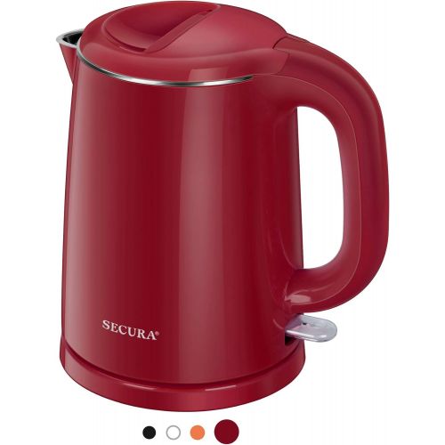  [아마존베스트]Secura Stainless Steel Double Wall Electric Kettle Water Heater for Tea Coffee w/Auto Shut-Off and Boil-Dry Protection, 1.0L (Red) (SWK-1001DR)