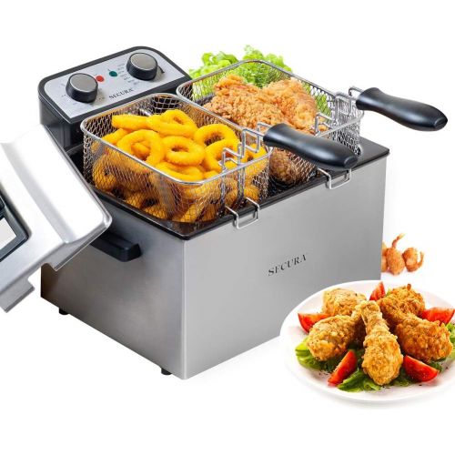  [아마존베스트]Secura Electric Deep Fryer 1800W-Watt Large 4.0L/4.2Qt Professional Grade Stainless Steel with Triple Basket and Timer