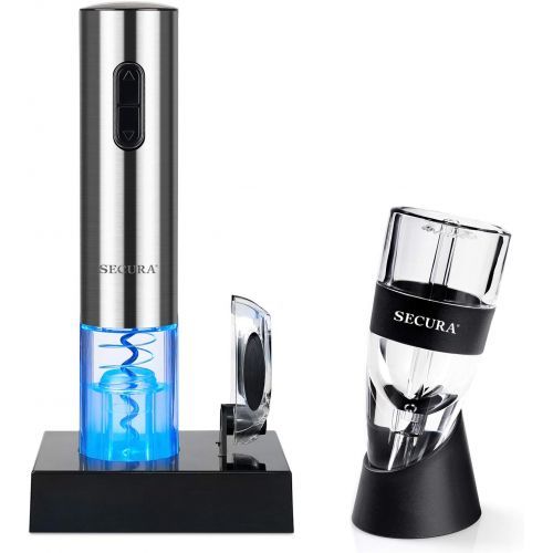  [아마존베스트]Secura Electric Opener, Foil Cutter, Wine Aerator, Automatic Electric Wine Bottle Corkscrew Opener Set