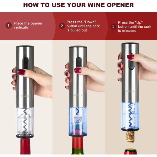  [아마존베스트]Secura Electric Opener, Foil Cutter, Wine Aerator, Automatic Electric Wine Bottle Corkscrew Opener Set