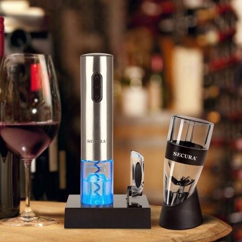  [아마존베스트]Secura Electric Opener, Foil Cutter, Wine Aerator, Automatic Electric Wine Bottle Corkscrew Opener Set