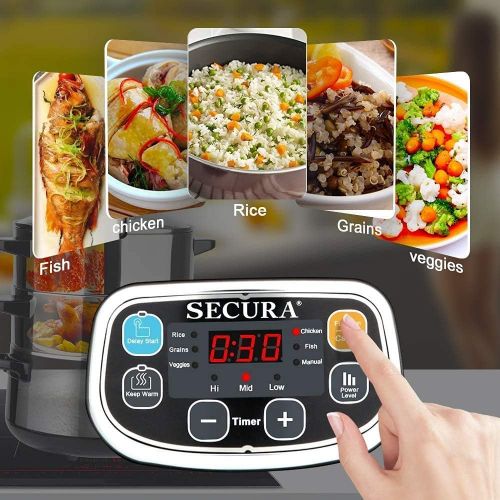  [아마존베스트]Secura Electric Food Steamer, Vegetable Double Tiered Stackable Baskets with Timer 1200W Fast Heating Stainless Steel Digital Steamer 8.5 Quart