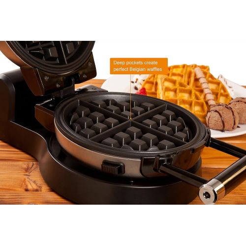  [아마존베스트]Secura Upgrade Automatic 360 Rotating Non-Stick Belgian Waffle Maker w/Removable Plates