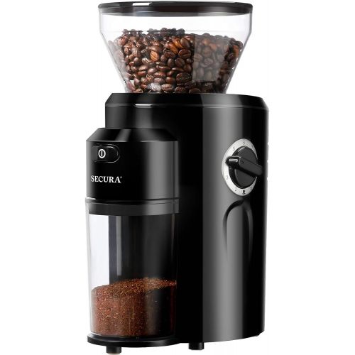  Secura Conical Burr Coffee Grinder, Electric Coffee Grinder with 18 Grind Settings, Adjustable Burr Mill Coffee Bean Grinder for 2-10 Cups