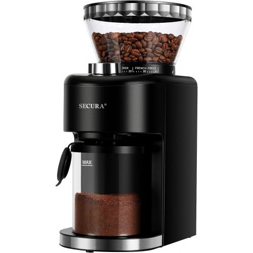  Secura Conical Burr Coffee Grinder, Adjustable Burr Mill with 35 Grind Settings, Electric Coffee Bean Grinder for 2-12 Cups