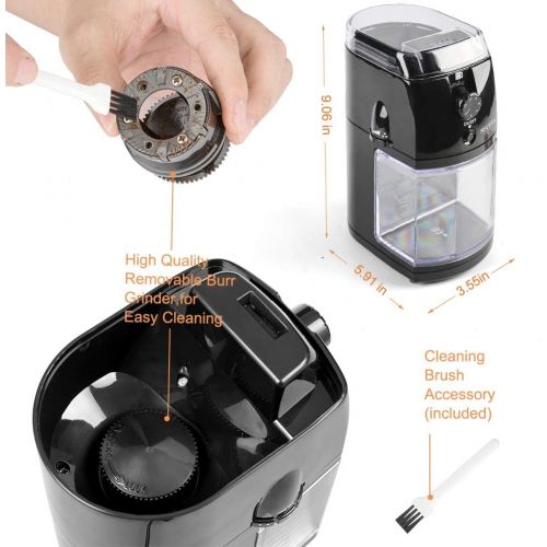  [아마존베스트]Secura Electric Burr Coffee Grinder Mill, Adjustable Cup Size, 17 Fine to Coarse Grind Size Settings for Drip, Percolator, French Press and Turkish Coffee Makers, Black