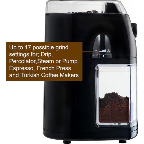  [아마존베스트]Secura Electric Burr Coffee Grinder Mill, Adjustable Cup Size, 17 Fine to Coarse Grind Size Settings for Drip, Percolator, French Press and Turkish Coffee Makers, Black