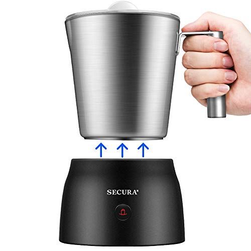  [아마존베스트]Secura 4 in 1 Electric Automatic Milk Frother and Hot Chocolate Maker Machine 17oz/500ml Foam Stainless Steel Dishwasher Safe Cordless Detachable Milk Jug