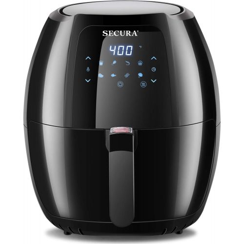  [아마존베스트]Secura Max 6.3Qt Air Fryer, 1700W Digital Hot Air Fryer | 10-in-1 Oven Oilless Electric Cooker w/Preheat & Shake Remind, 8 Cooking Presets, Nonstick Basket,ETL Listed (Bonus BBQ Ra