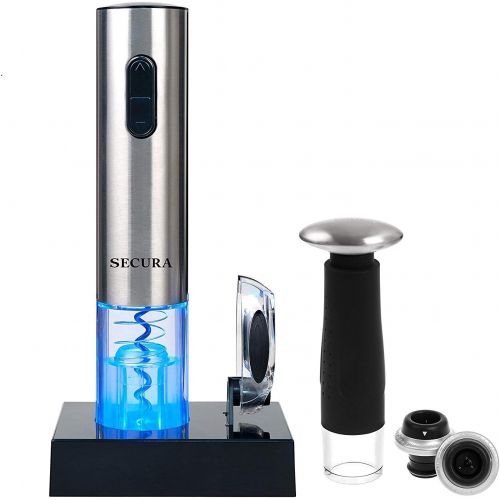  [아마존베스트]Secura 7 Pieces Wine Accessories Set Electric Wine Opener, Foil Cutter, Wine Saver Vacuum Pump and 2 Wine Stoppers