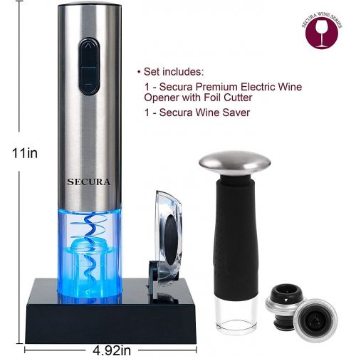  [아마존베스트]Secura 7 Pieces Wine Accessories Set Electric Wine Opener, Foil Cutter, Wine Saver Vacuum Pump and 2 Wine Stoppers