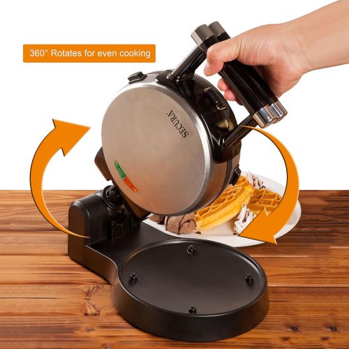  [아마존베스트]Secura Upgrade Automatic 360 Rotating Non-Stick Belgian Waffle Maker w/Removable Plates