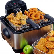 Secura 1700-Watt Stainless-Steel Triple Basket Electric Deep Fryer with Timer Free Extra Odor Filter, 4L/17-Cup