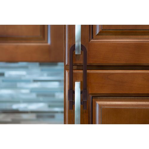  [아마존베스트]Secure Home by Jessa Leona Sliding Cabinet Locks for Child Safety | Baby Proof Your Kitchen, Bathroom, and Storage Doors | Childproof Safety Locks for Knobs and Handles | Easy Install (4 Pack, Brown)