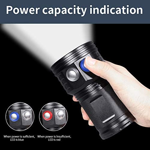  SecurityIng 7 Modes 80m Scuba Diving Underwater Flashlight, Wide Beam Angle Waterproof 7200Lm 6X White + 4X Red + 4X Blue Fill Light Dive Photography Video Torch (Battery Not Inclu