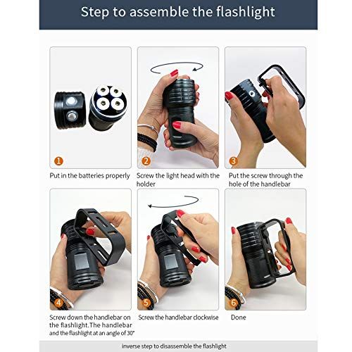  SecurityIng 7 Modes 80m Scuba Diving Underwater Flashlight, Wide Beam Angle Waterproof 7200Lm 6X White + 4X Red + 4X Blue Fill Light Dive Photography Video Torch (Battery Not Inclu