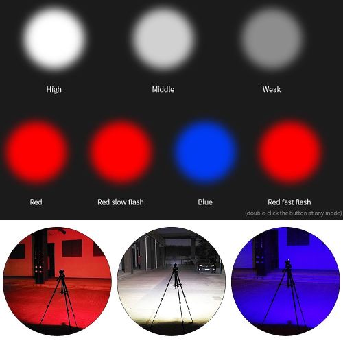  SecurityIng 7 Modes 80m Scuba Diving Underwater Flashlight, Wide Beam Angle Waterproof 7200Lm 6X White + 4X Red + 4X Blue Fill Light Dive Photography Video Torch with Ball Joint -B