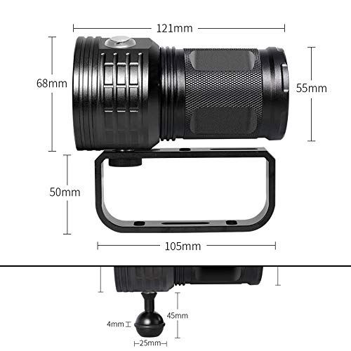  SecurityIng 18000LM 7 Modes 80M Scuba Diving Flashlight, Wide Beam Angle Waterproof 15x White + 6X Red + 6X Blue Fill Light Dive Photography Video Torch with Ball Joint -Battery No