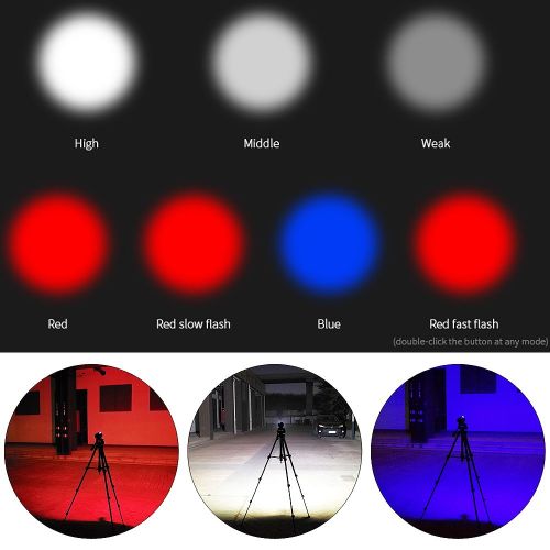  SecurityIng 18000LM 7 Modes 80M Scuba Diving Flashlight, Wide Beam Angle Waterproof 15x White + 6X Red + 6X Blue Fill Light Dive Photography Video Torch with Ball Joint -Battery No