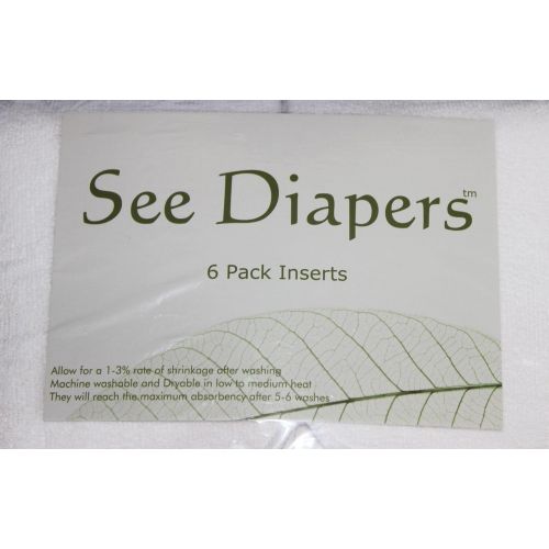  See Diapers 6 Pack 100% Microfiber Inserts for Baby Cloth Diapers Reusable 4 Layers