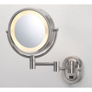 SeeAll 8 Brushed Nickel Finish Dual Sided Surround Light Wall Mount Makeup Mirror (Hardwired Model)