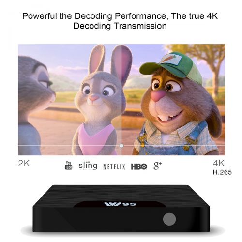  4K Android 7.1 TV Box  SeeKool 2018 Model C Smart TV Box with 1G RAM 8G ROM, Amlogic S905W Quad Core 64 Bit, 4K Ultra HD, Built-in WIFI, USB Port, HDMI & AV Output Media TV Player