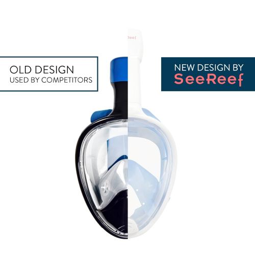  SeeReef Snorkel SeeReef Full Face Snorkel - Snorkeling Mask Set New Design With Hard Carry Case - See 180 Degrees Underwater with New 4 Valve Anti Fog Technology Breathe Easy