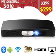 Projectors, Upgraded SeeYing 3000lumens Smart DLP Mini Portable Projector, 1080p HD, Max 200 Picture, Contrast Ratio 3000:1, Screen Share, WiFi, Built-in Battery, Dual Speakers, An