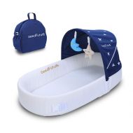 SeedFuture Bassinets for Newborn Baby Travel Portable Sleeper Nest Infant Lounger Sleeping Pod (Blue Mini)