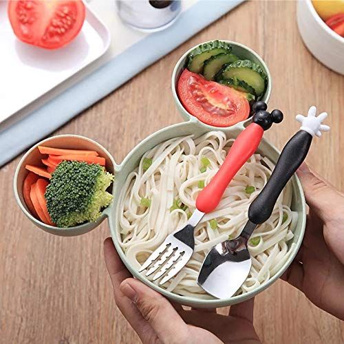  Best Quality - Dishes - PCS Cartoon Baby Bamboo Tableware Solid Feeding Mickey Dishes Baby Bowl Plate Food Feeding Dinnerware Set Plates for Children - by SeedWorld - 1 PCs