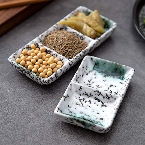  Best Quality - Dishes & Plates - 1pc Rectangular Ceramic Tray Divided Sauce Dish Sushi Plate Dinner Plates Ceramic Plate - by SeedWorld - 1 PCs