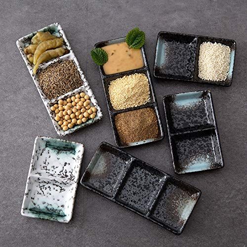  Best Quality - Dishes & Plates - 1pc Rectangular Ceramic Tray Divided Sauce Dish Sushi Plate Dinner Plates Ceramic Plate - by SeedWorld - 1 PCs