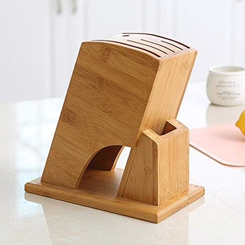  Best Quality - Blocks & Roll Bags Bamboo Oblique Knife Rack Multi-purpose Scissor Sharpener Kitchen Knife Holder Wood Knife Block Kitchen Supplies - by SeedWorld - 1 PCs