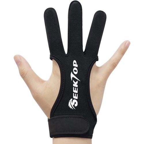  Seektop Archery Gloves Shooting Hunting Leather Three Finger Protector for Youth Adult Beginner