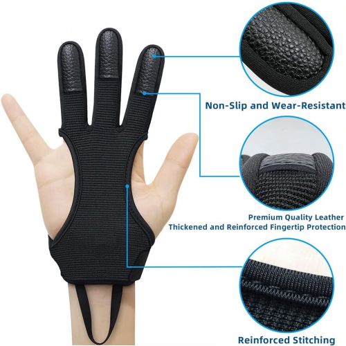  Seektop Archery Gloves Shooting Hunting Leather Three Finger Protector for Youth Adult Beginner