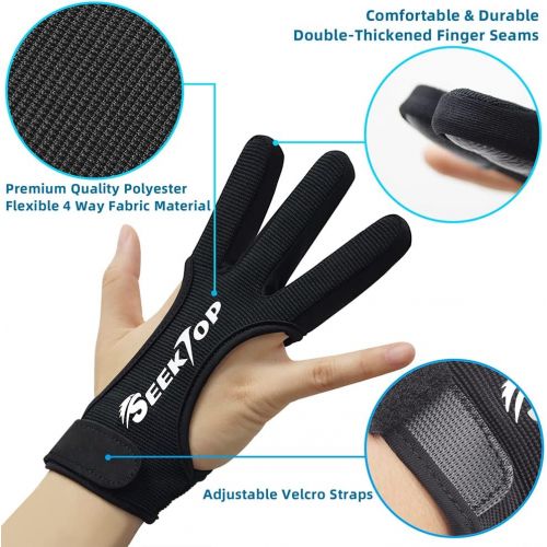  Seektop Archery Gloves Shooting Hunting Leather Three Finger Protector for Youth Adult Beginner