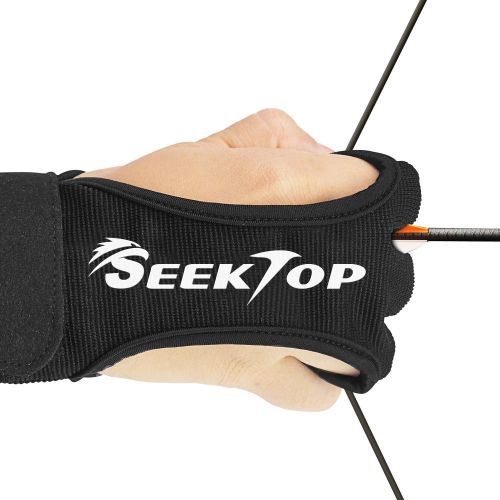  Seektop Archery Gloves Shooting Hunting Leather Three Finger Protector for Youth Adult Beginner