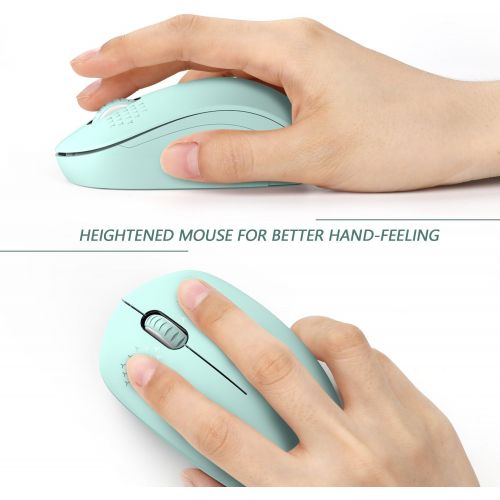  [아마존베스트]seenda Wireless Mouse, 2.4G Noiseless Mouse with USB Receiver - Portable Computer Mice for PC, Tablet, Laptop with Windows System - Mint Green