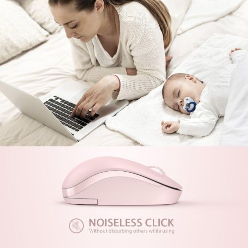  [아마존베스트]Wireless Mouse, 2.4G Noiseless Mouse with USB Receiver - seenda Portable Computer Mice for PC, Tablet, Laptop, Notebook with Windows System - Pink