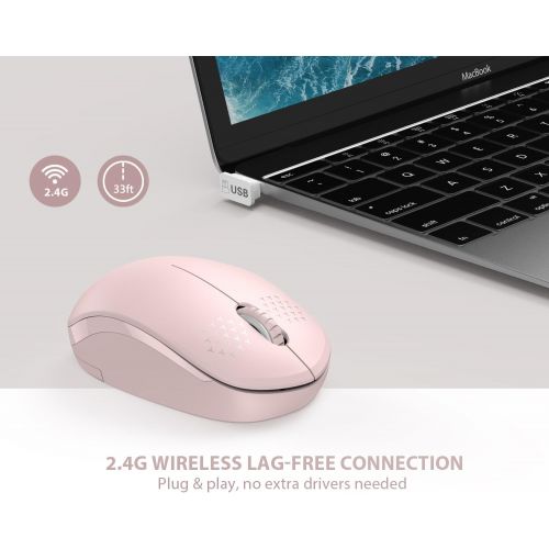  [아마존베스트]Wireless Mouse, 2.4G Noiseless Mouse with USB Receiver - seenda Portable Computer Mice for PC, Tablet, Laptop, Notebook with Windows System - Pink