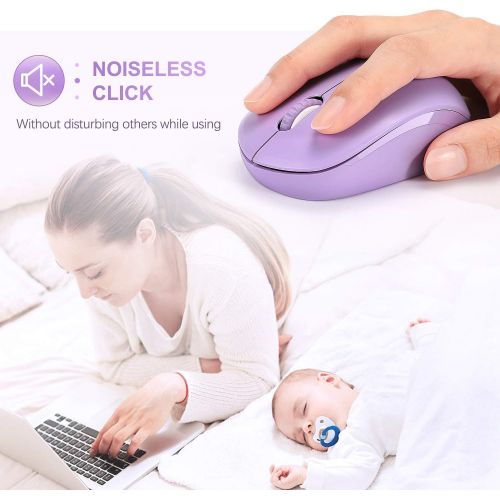  [아마존베스트]Wireless Mouse, 2.4G Noiseless Mouse with USB Receiver - seenda Portable Computer Mice Cordless Mouse for PC, Tablet, Laptop - Purple