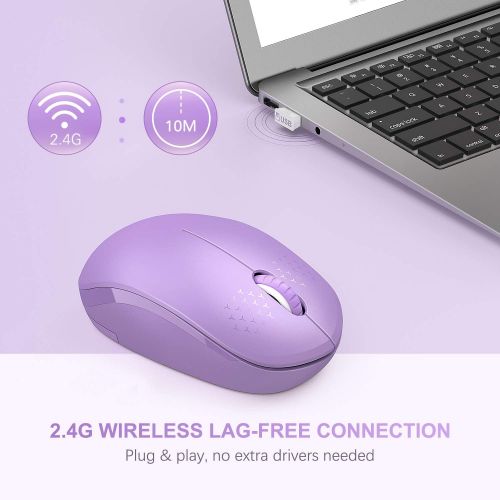  [아마존베스트]Wireless Mouse, 2.4G Noiseless Mouse with USB Receiver - seenda Portable Computer Mice Cordless Mouse for PC, Tablet, Laptop - Purple