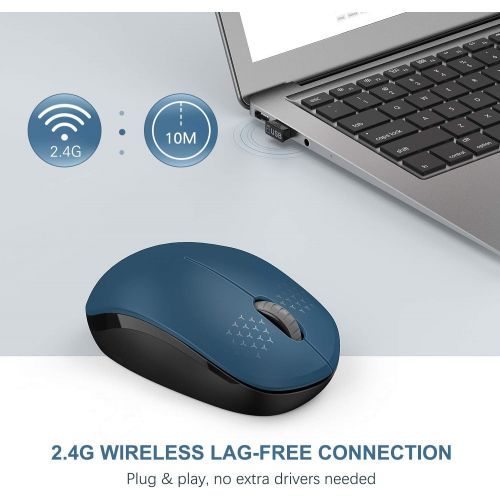  [아마존베스트]Wireless Mouse, 2.4G Noiseless Mouse with USB Receiver - seenda Portable Computer Mice for PC, Tablet, Laptop, Notebook - Blue & Black