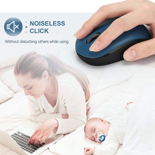  [아마존베스트]Wireless Mouse, 2.4G Noiseless Mouse with USB Receiver - seenda Portable Computer Mice for PC, Tablet, Laptop, Notebook - Blue & Black