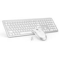 [아마존베스트]Seenda Wireless Keyboard and Mouse Combo - Full Size Slim Thin Wireless Keyboard Mouse with Numeric Keypad with On/Off Switch on Both Keyboard and Mouse - White & Silver