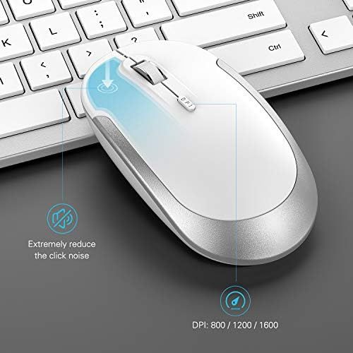  [아마존베스트]Seenda Wireless Keyboard and Mouse Combo - Full Size Slim Thin Wireless Keyboard Mouse with Numeric Keypad with On/Off Switch on Both Keyboard and Mouse - White & Silver