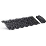 [아마존베스트]Wireless Keyboard and Mouse Combo, Seenda Ultra Thin Rechargeable Low Profile Keyboard and Mouse Set with Number Pad for Windows-Space Gray